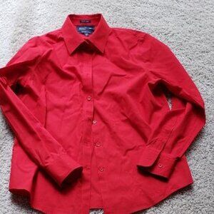 Jones New York Red Long Sleeve Cotton Shirt